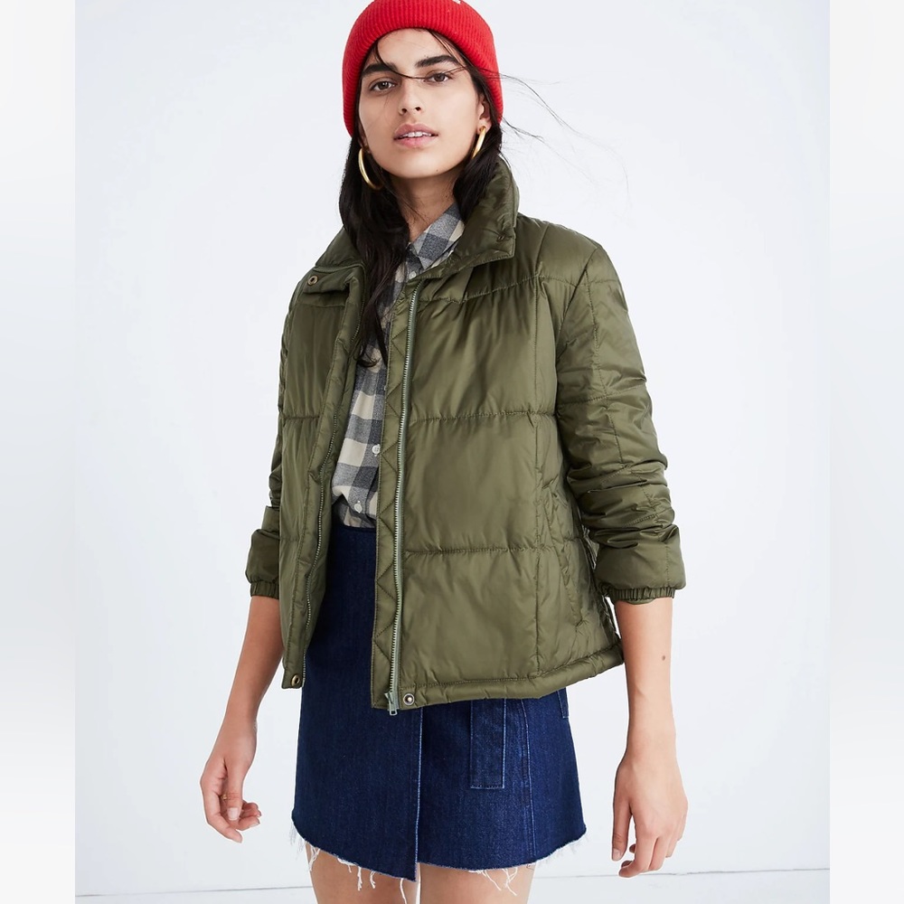 Madewell Travel Buddy Packable Puffer Jacket in Green XS